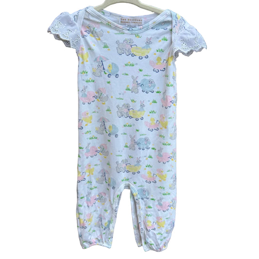 12-18M The Beaufort Bonnet Company Easter Animal Short-sleeve Longall with Lace Trim EUC