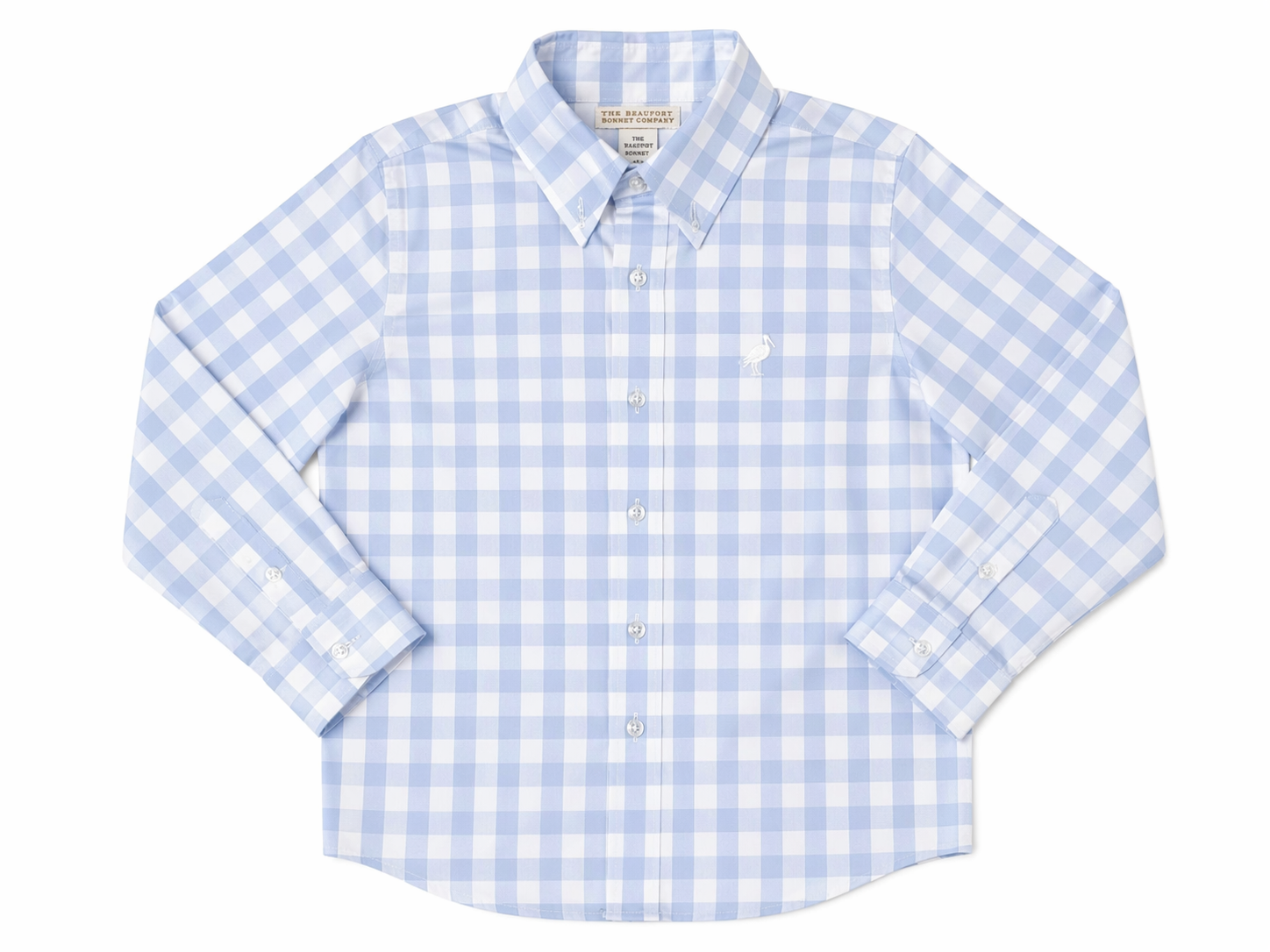 The Beaufort Bonnet Company Baby Blue and White Checkered Long-Sleeve Button-Down size 8 new with tags