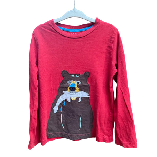Size 3-4 Mini Boden Red Long-sleeve Bear Shirt EUC