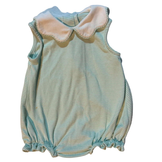 6M Zuccini Kids Mint Green and White Striped Ruffle Bubble with Peter Pan Collar Play
