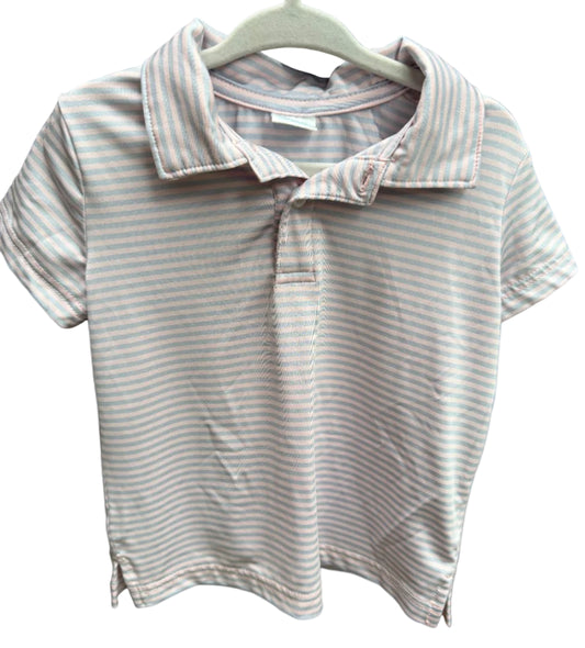 24M Edgehill Collection Pink and Blue Striped Performance Polo EUC