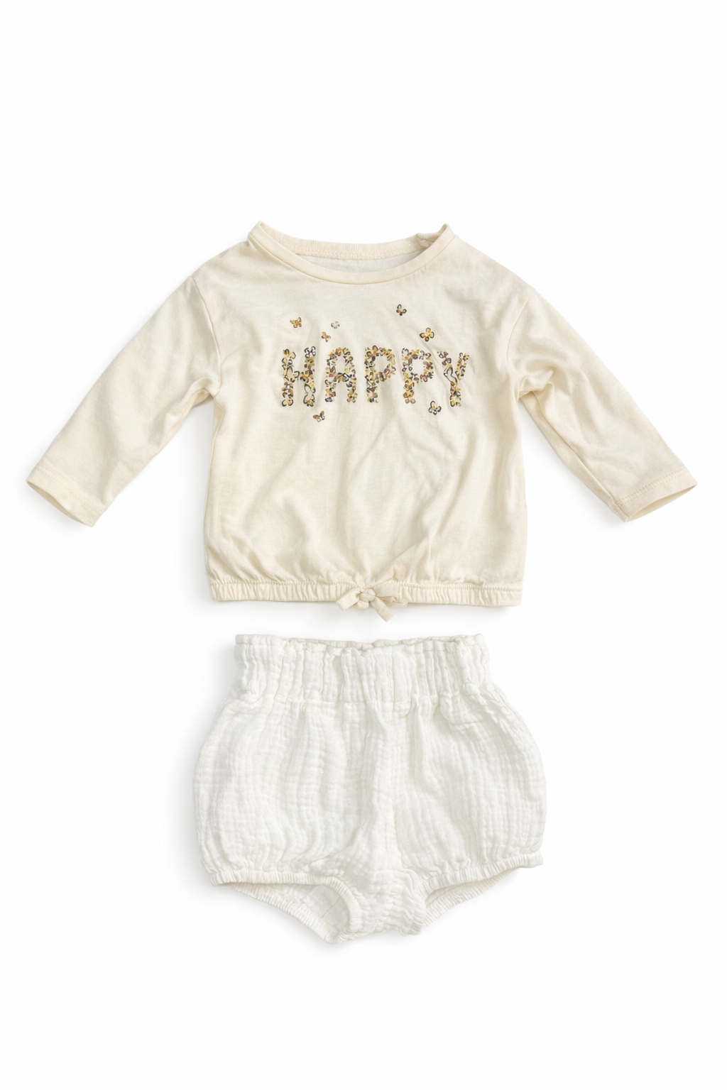 Carter's & Kids Tales Happy Shirt & White Shorts Set size 9M excellent used condition