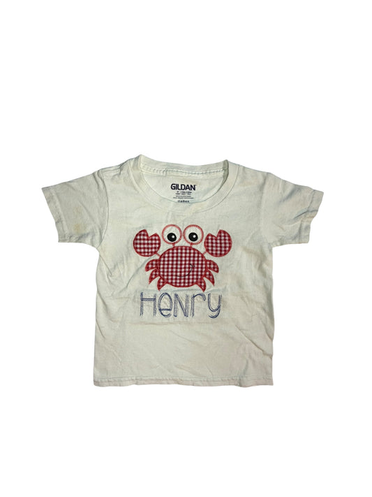 Gildan White Crab "Henry" Short-Sleeve Shirt size 3T good used condition