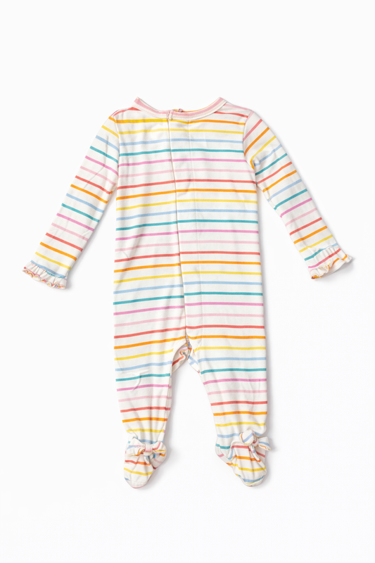 Magnetic Me Rainbow Striped Footie Sleeper size 0-3M good used condition