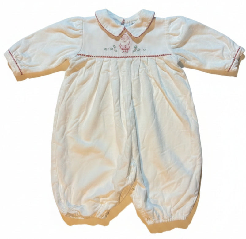 12M Auraluz White Long-sleeve Santa Stitched Romper Play