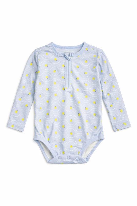 Carter's Blue Lemon Long Sleeve Swimsuit size 12M good used condition