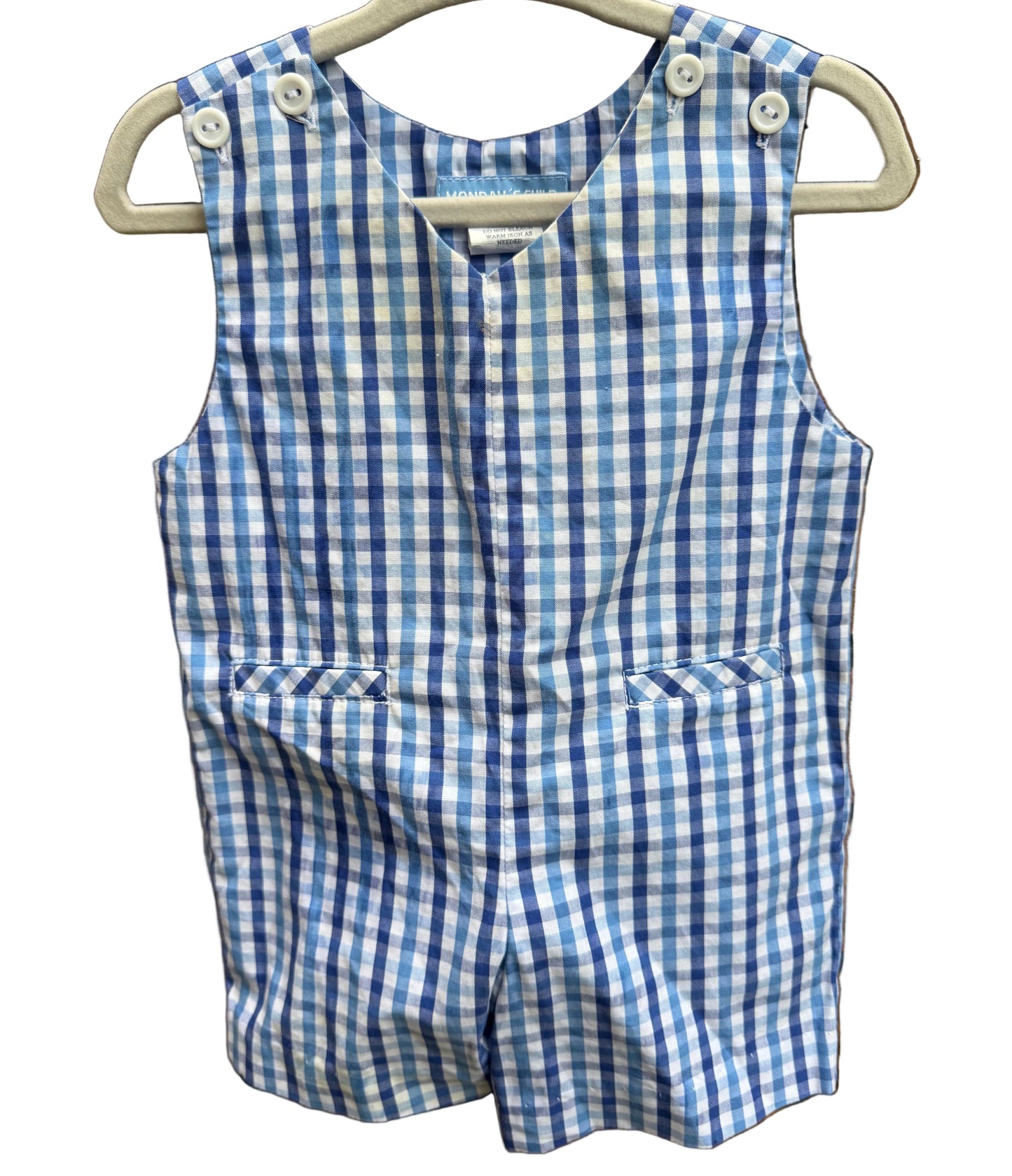 6M Monday's Child Blue and White Gingham Shortall GUC