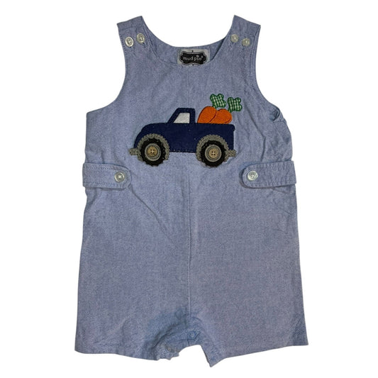 12-18M Mudpie Blue Truck and Carrot Shortall GUC