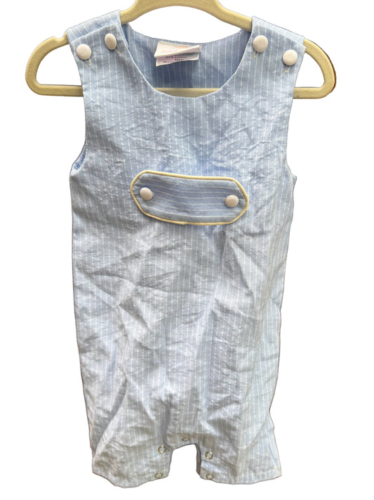 6M Stitchy Fish Blue and White Striped Shortall GUC