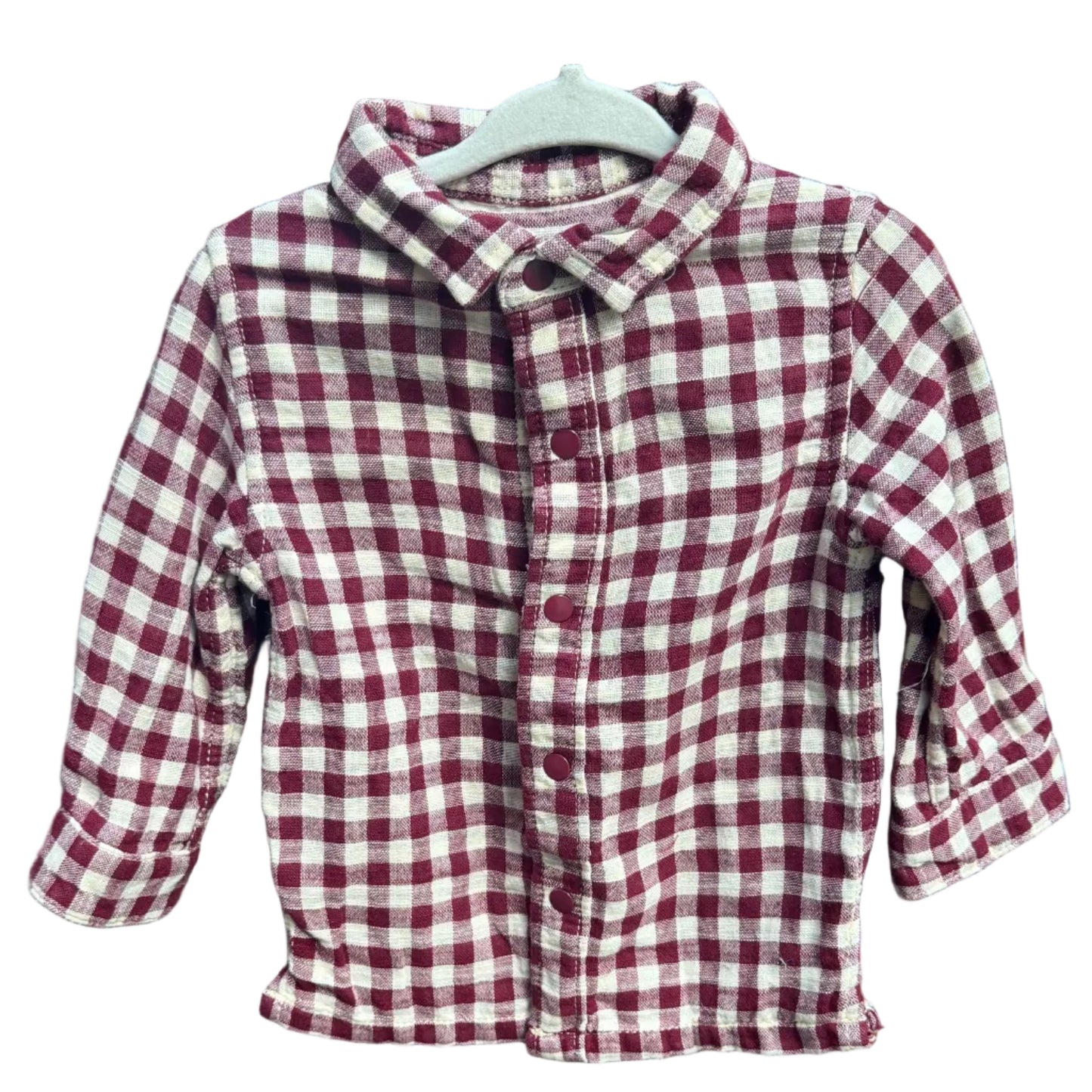 Est. Size 3 Maroon and Cream Flannel Button Down EUC