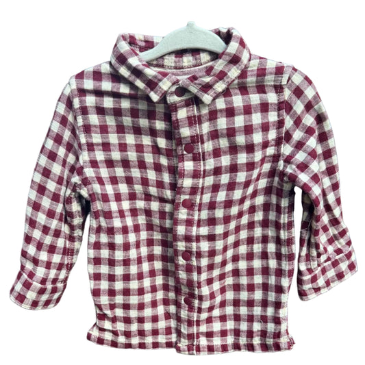 Est. Size 3 Maroon and Cream Flannel Button Down EUC