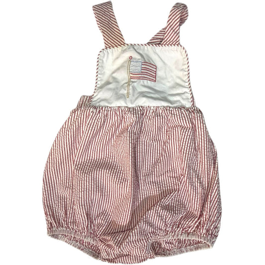 Little English Red Seersucker Americana Bubble Romper size 9M excellent used condition
