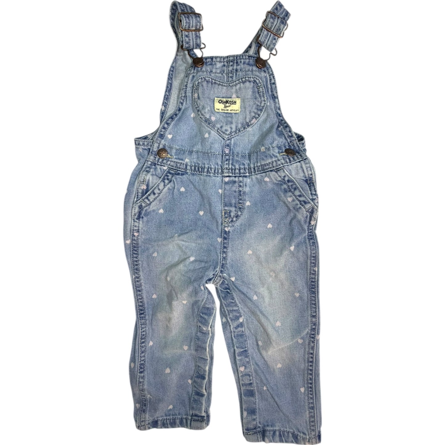 OshKosh Blue Jean Heart Overalls size 18M excellent used condition