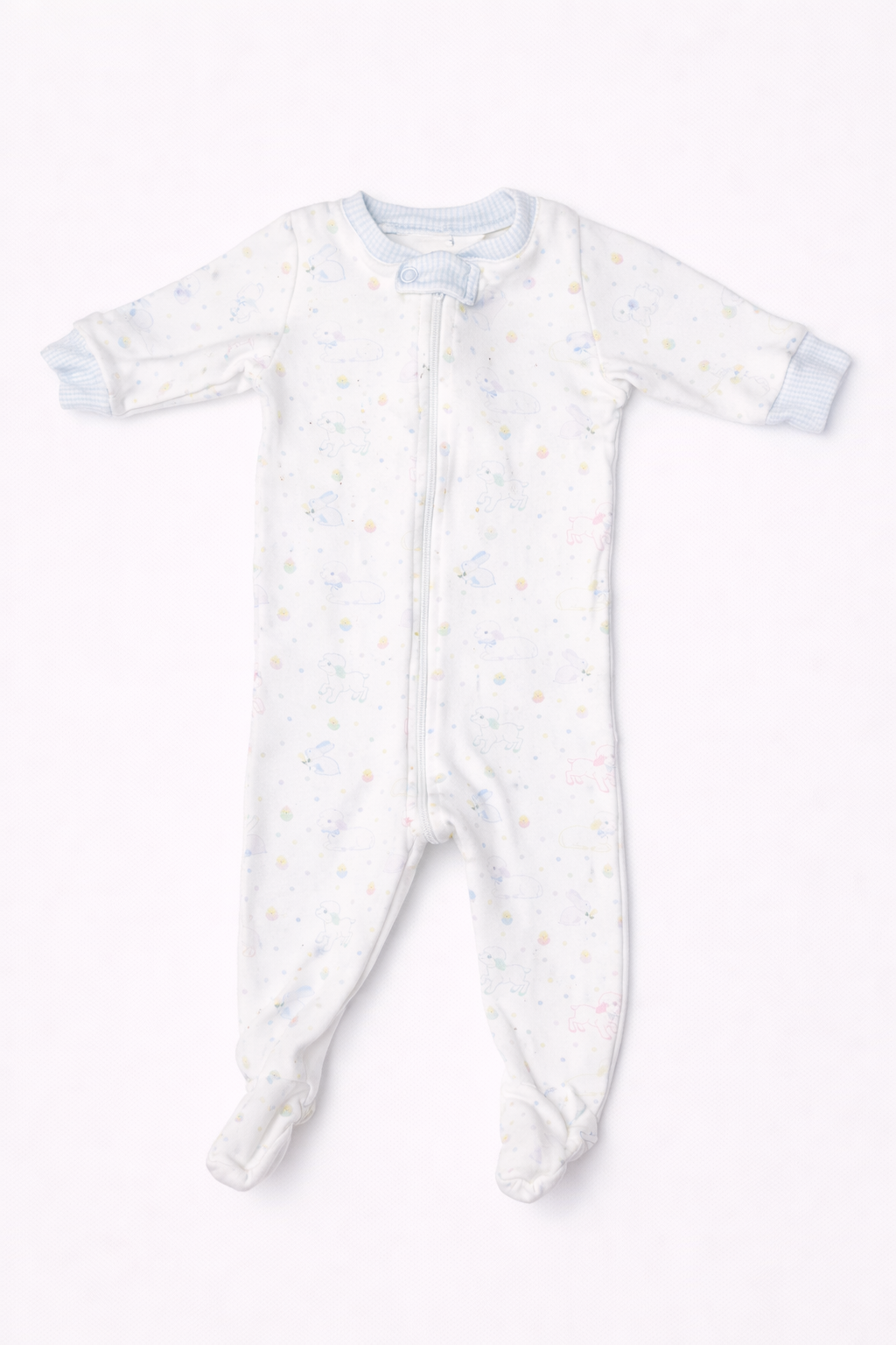 Lullaby Set Lamb and Chick Footie Sleeper 100% Pima Cotton size 6M good used condition