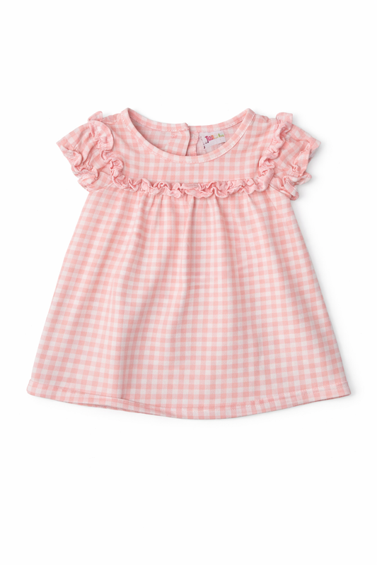 Jellybean Light Pink Gingham Dress size 6M good used condition