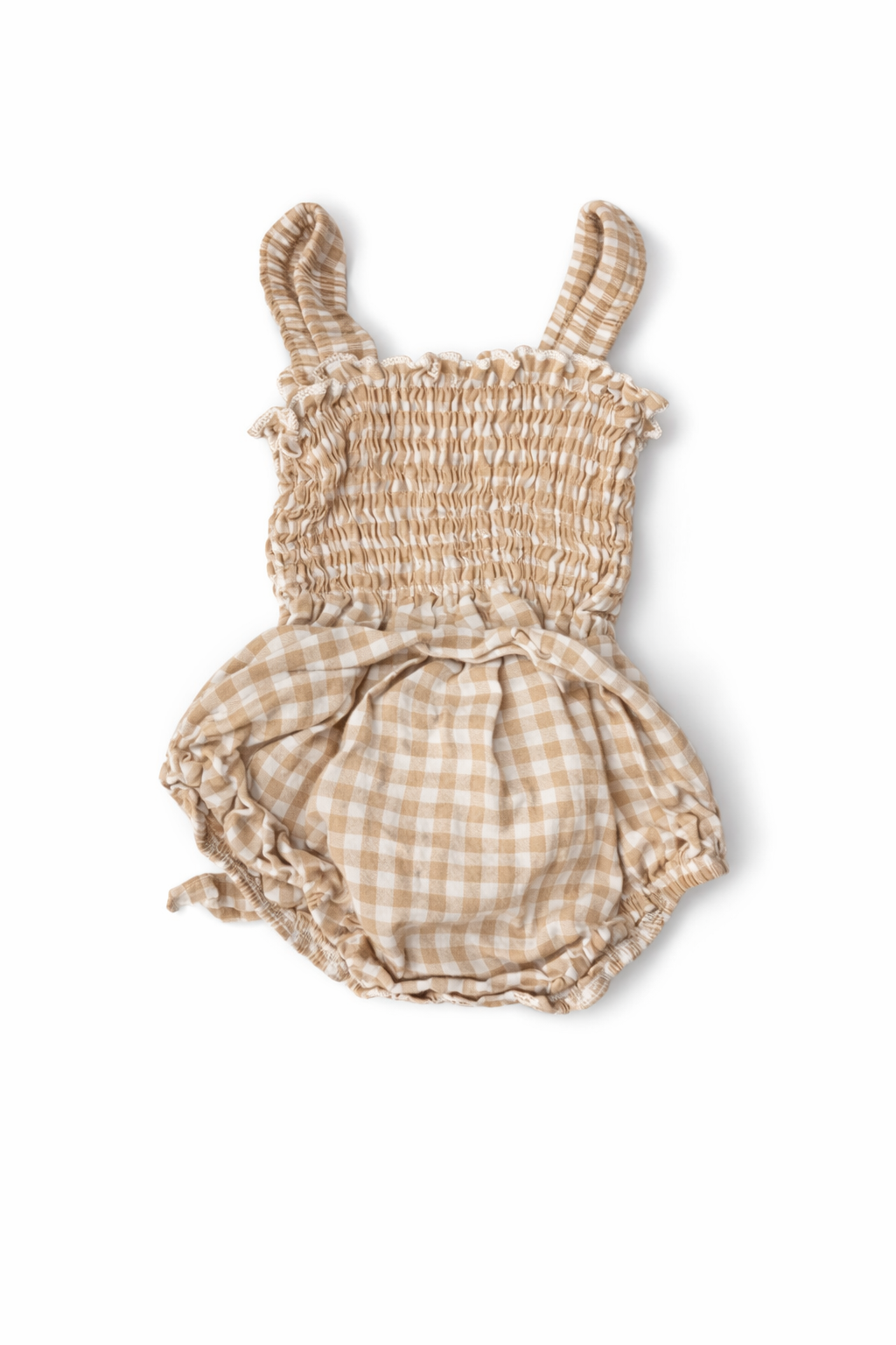 Tan Gingham Bubble GUC size Est. 0-3M gently used