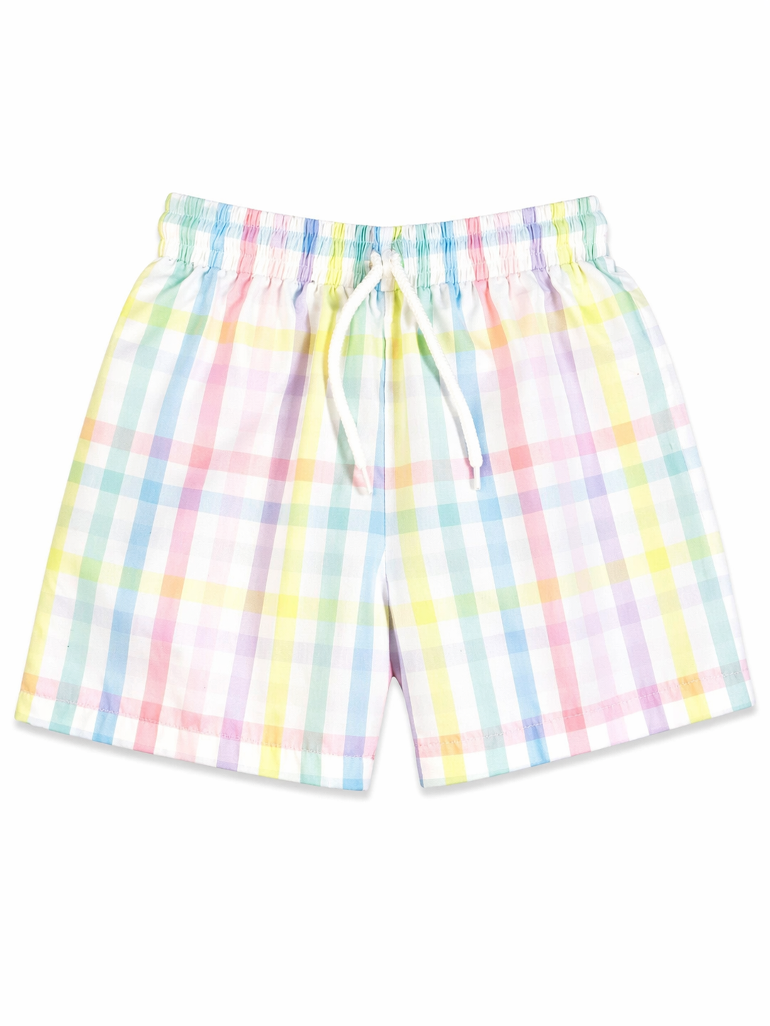 The Smocking Place Pastel Multicolored Gingham Swim Trunks size 7 excellent used condition