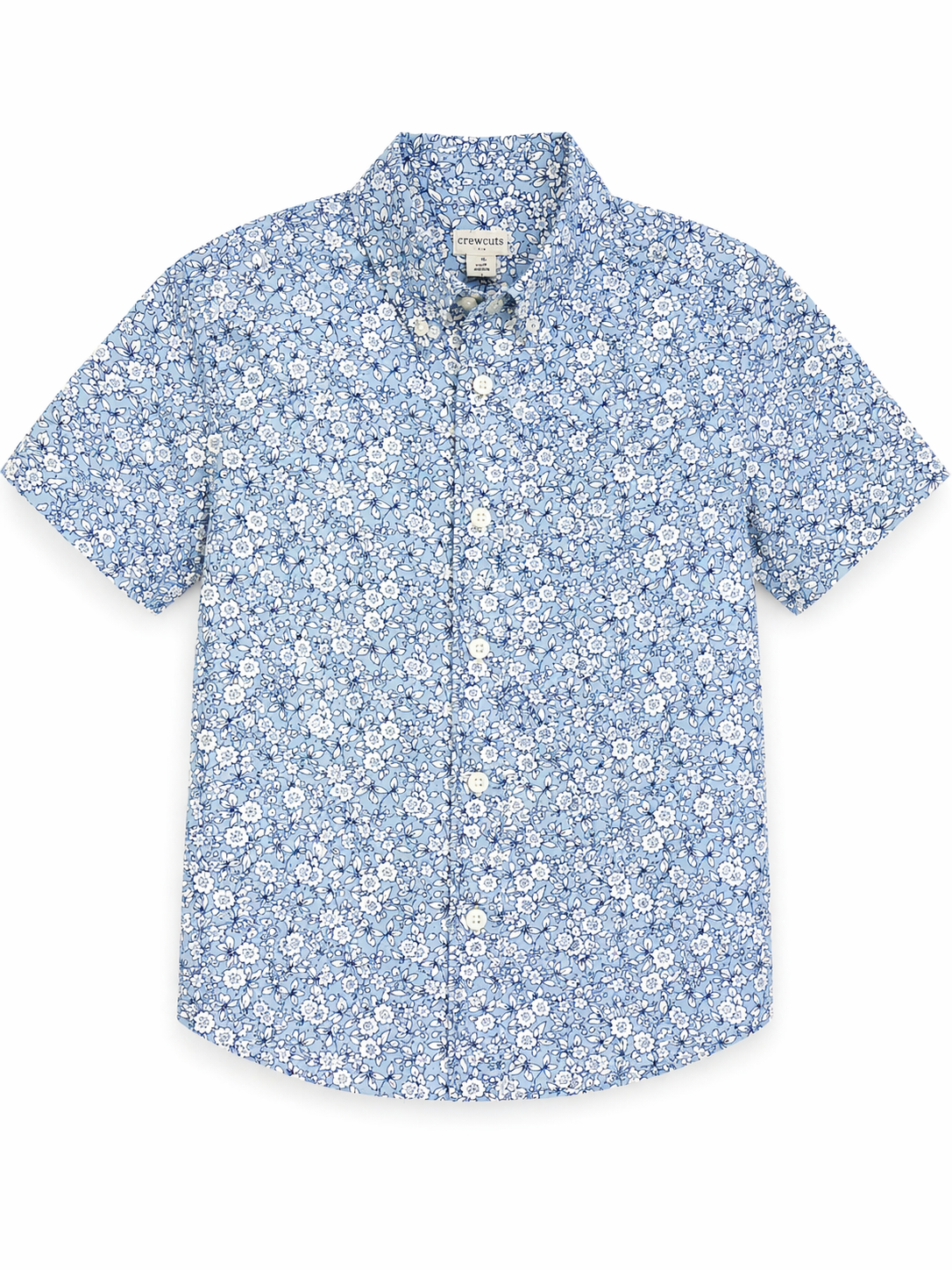 Crew Cuts Baby Blue Flower Button Down size 8 excellent used condition
