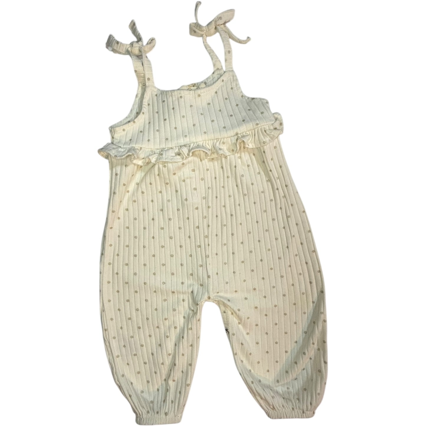 Jessica Simpson Cream & Brown Polka Dot Strap Romper size 6-9M good used condition