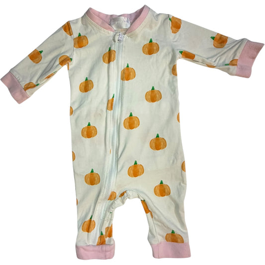 Eliza James Kids White & Pink Pumpkin Footed Sleeper size 3M excellent used condition
