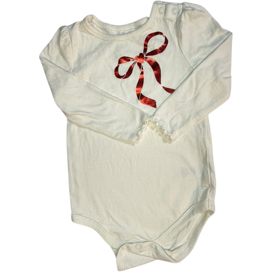 Garanimals White Long-Sleeve Ruffle Bow Onesie size 12M good used condition