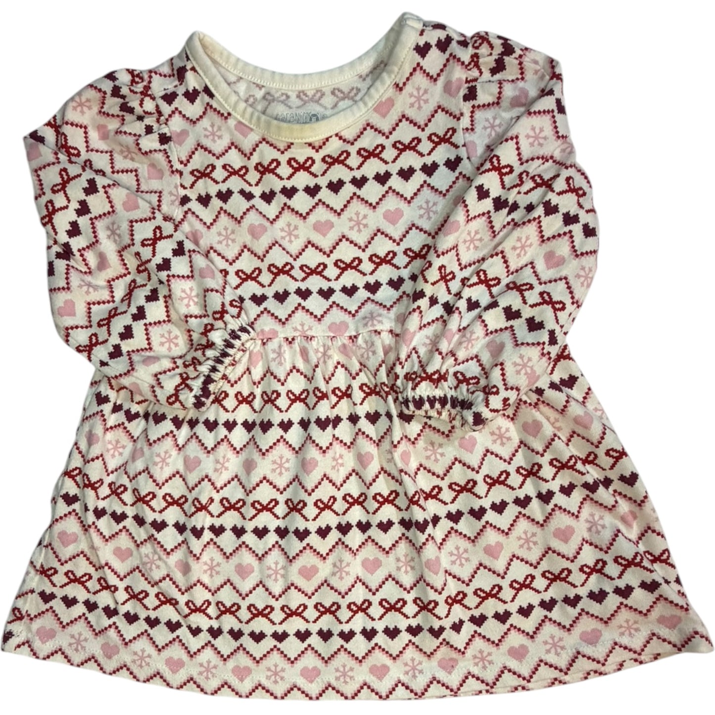 Garanimals White Long-Sleeve Heart & Snowflake Dress size 12M good used condition