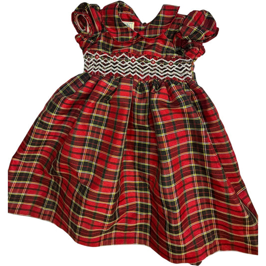 2T Marshmelleta Red Christmas Plaid Smocked Dress
