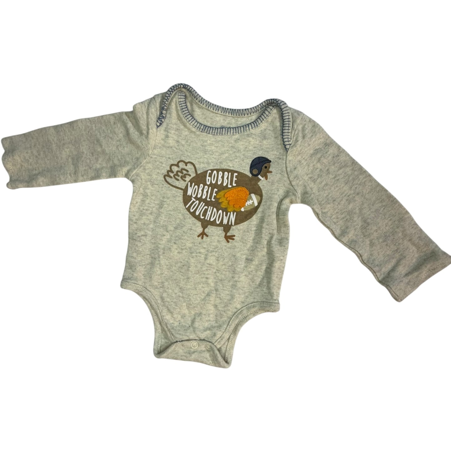 0-6M Mudpie Long-sleeve Gobble Wobble Touchdown Long-sleeve Onesie EUC