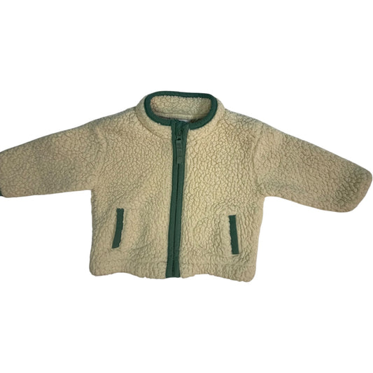 0-3M Cat & Jack Cream and Green Zipper Jacket GUC