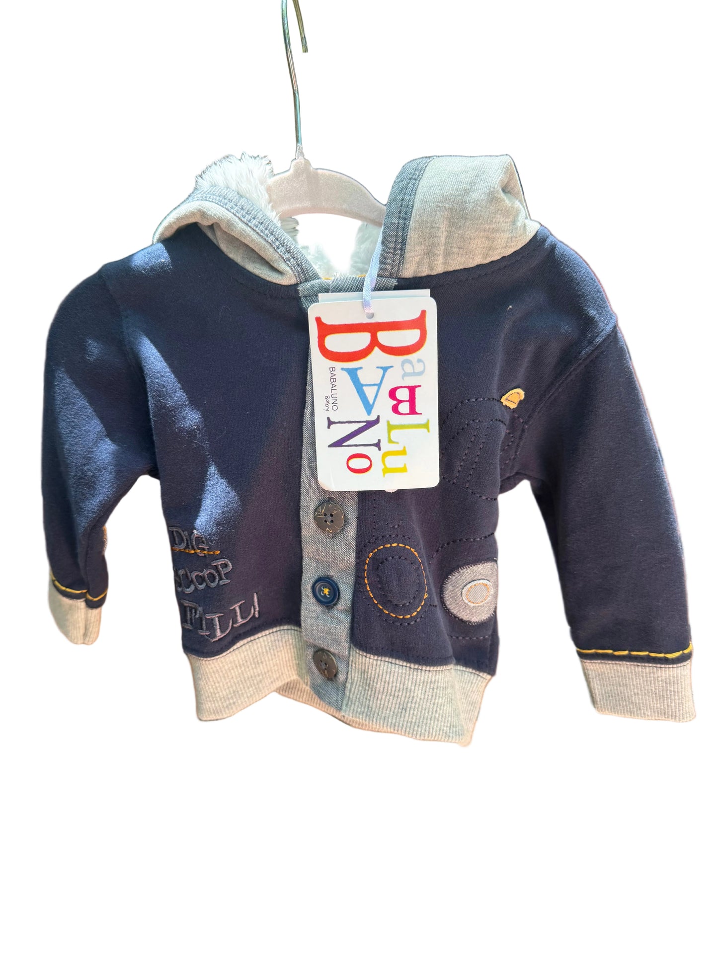 3-6M Babluno Baby Button Up Hoodie Jacket