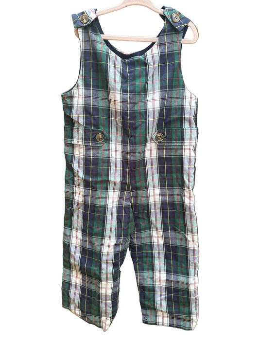 4T The Beaufort Bonnet Company Green Christmas Plaid Longall GUC