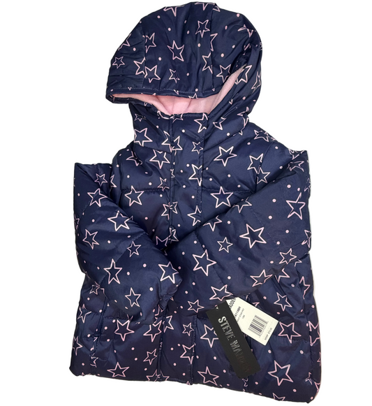 12M | Steve Madden | Navy and Pink Star Puff Jacket | NWT