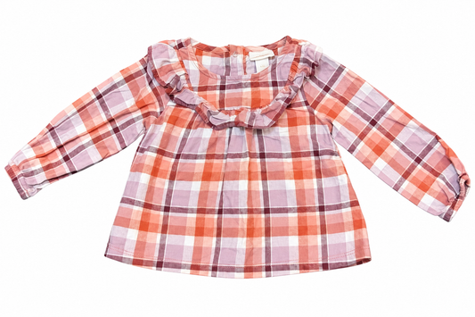 12M | Cat & Jack | Red, White & Blue Long-Sleeve Blouse Set | EUC