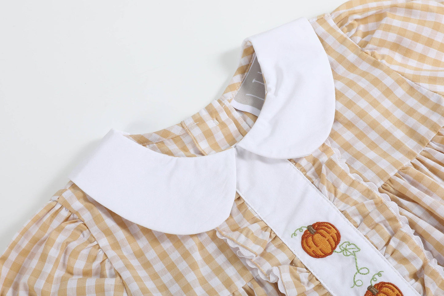 2T | Lil Cactus | Light Brown Gingham Pumpkin Vine Ruffle Dress | NWT