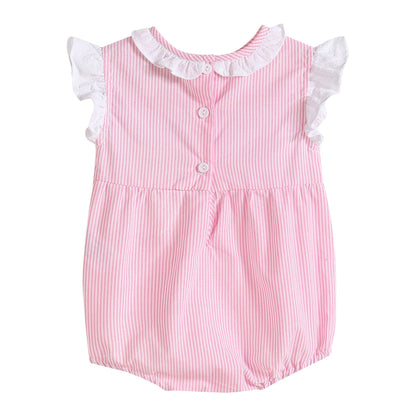 3-6M | Lil Cactus | Pink Striped Lil Sister Smocked Romper | NWT