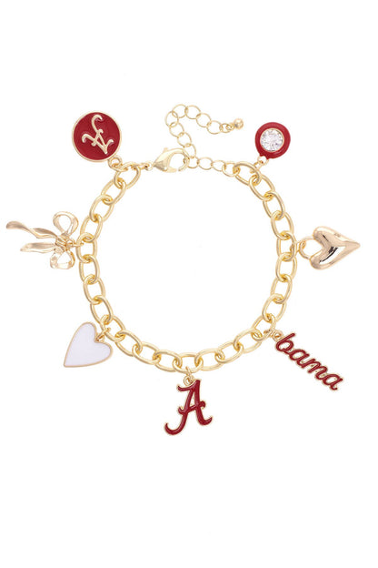 Alabama Crimson Tide Enamel Icons Charm Bracelet