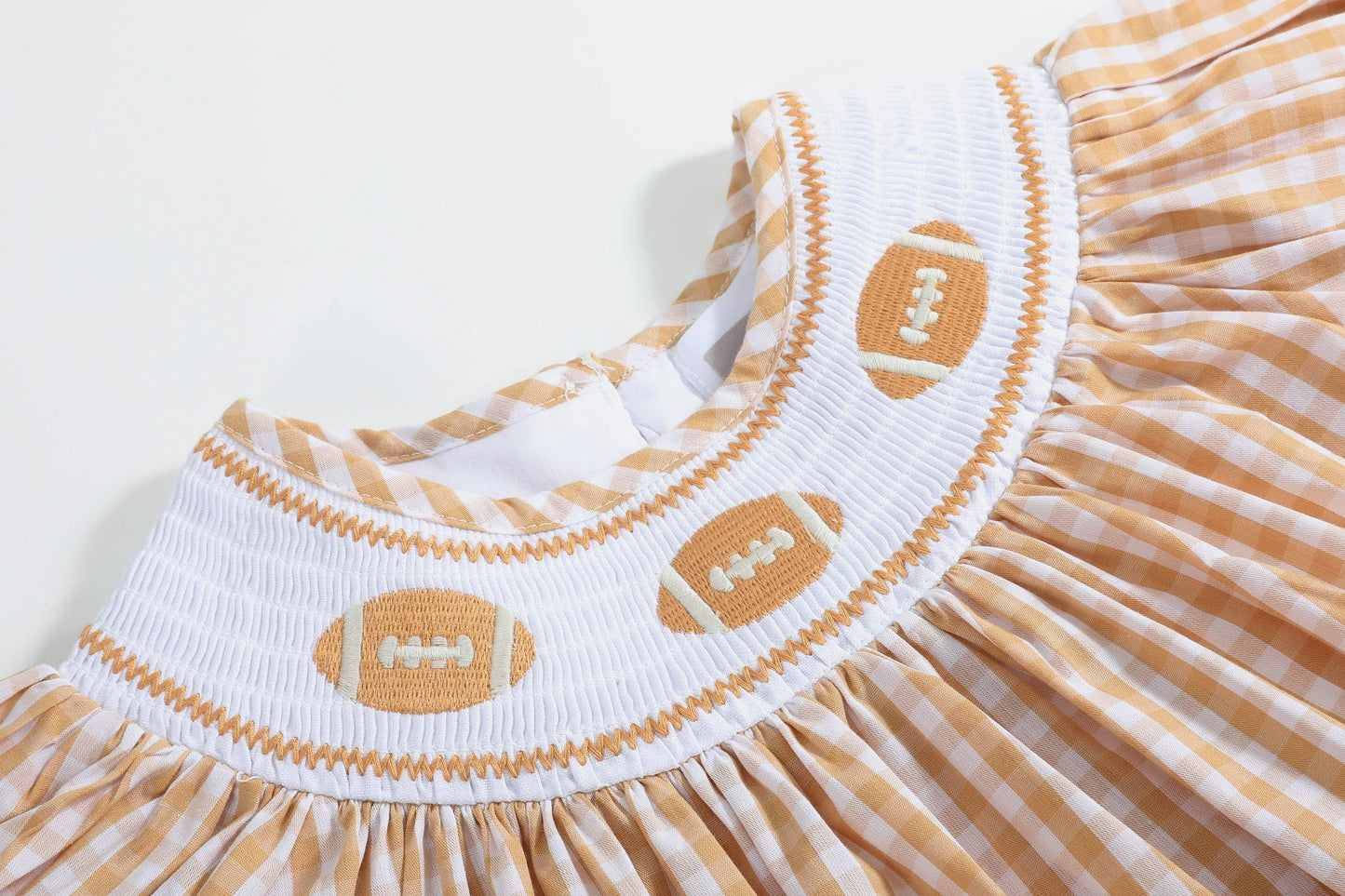 2T | Lil Cactus | Brown Gingham Football Smocked Bishop Dress | NWT