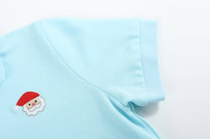3T | Lil Cactus | Light Blue Santa Polo Shirt | NWT
