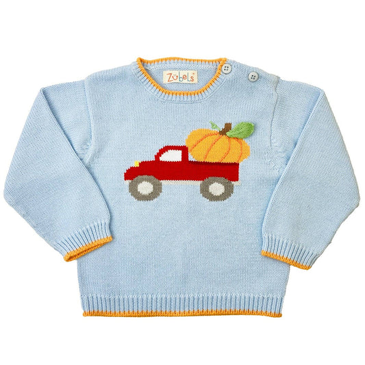 18M | Zubels | Pumpkin Truck Knit Sweater | NWT