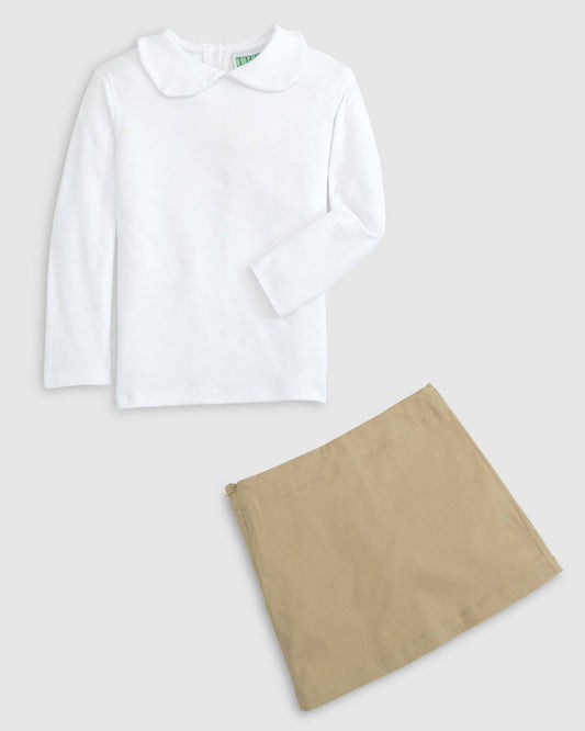 3T | Posh Pickle | Long Sleeve Peter Pan White Knit Shirt | NWT