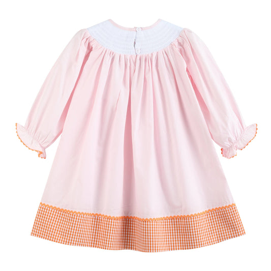 2T | Lil Cactus | Pink and Orange Gingham Boo Smocked Bishop Dress | NWT