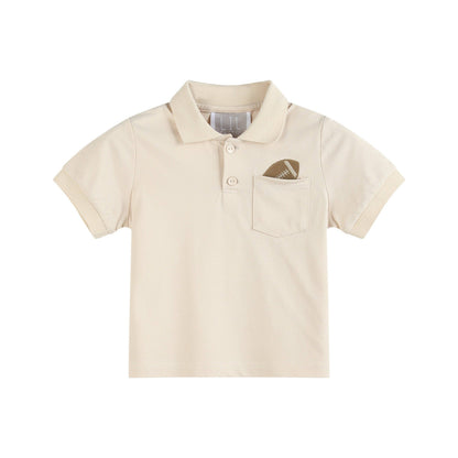 3T - Lil Cactus - Light Brown Football Pocket Polo Golf Shirt - NWT