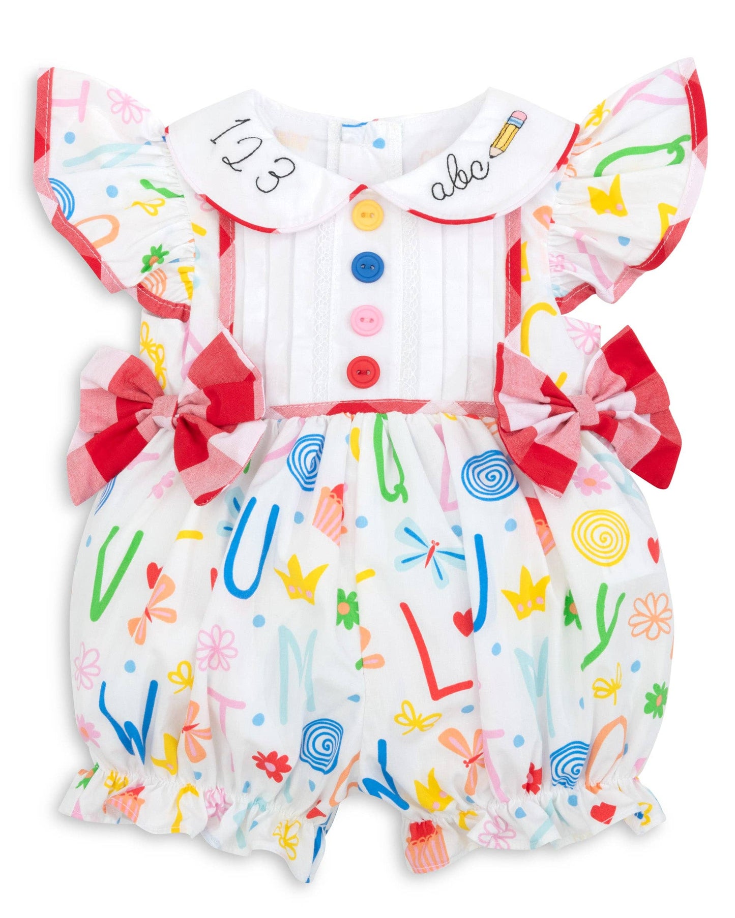 12M | Posh Pickle | ABCs & 123s Alphabet Print Embroidered Collar Bubble | NWT