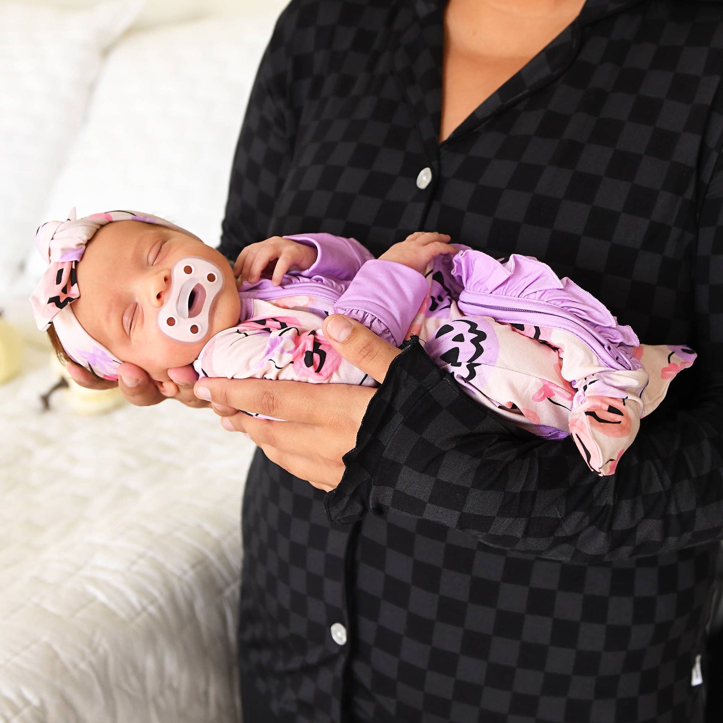 0-3M | Gigi and Max | Emmy Ruffle Zip Bamboo Halloween Pumpkins Baby Outfit | NWT