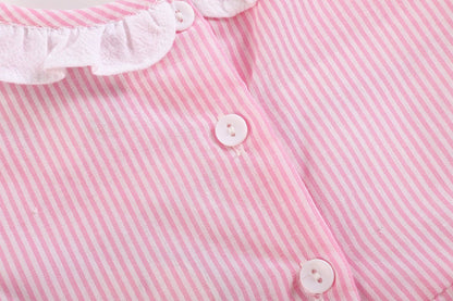 3-6M | Lil Cactus | Pink Striped Lil Sister Smocked Romper | NWT