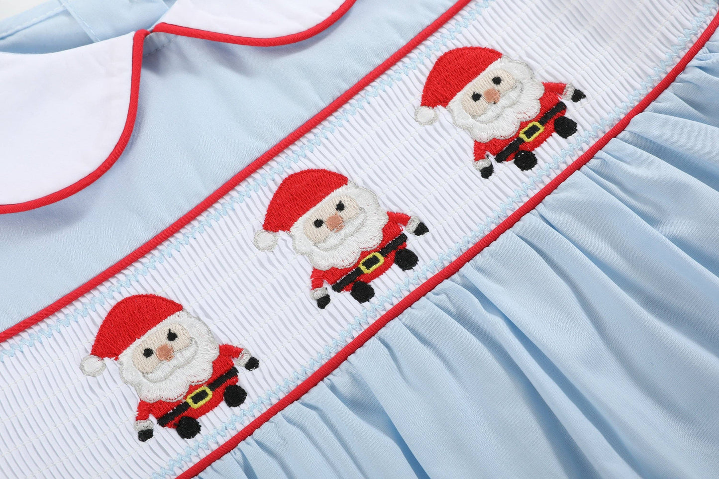 18-24M | Lil Cactus | Light Blue Santa Smocked Dress and Bloomers | NWT