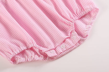 3-6M | Lil Cactus | Pink Striped Lil Sister Smocked Romper | NWT