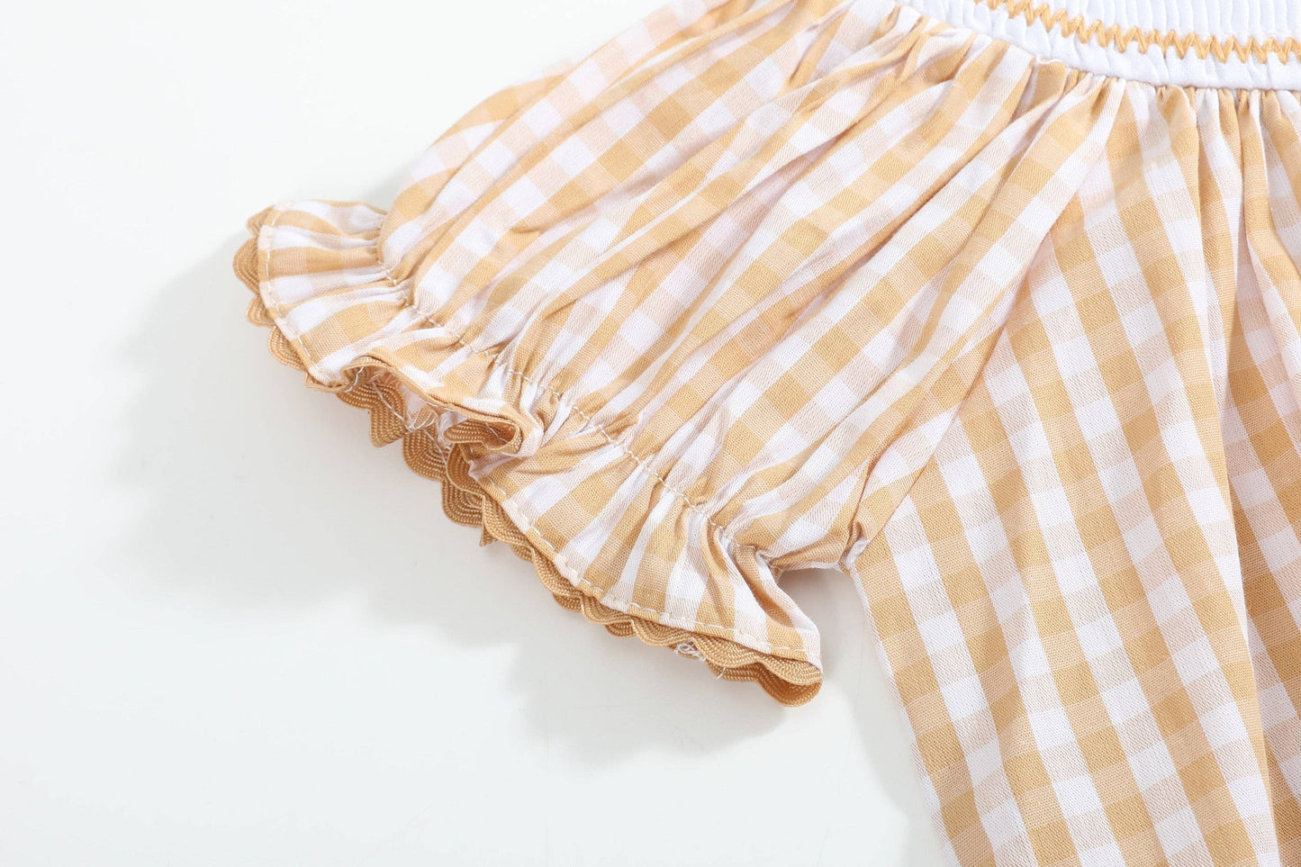 2T | Lil Cactus | Brown Gingham Football Smocked Bishop Dress | NWT