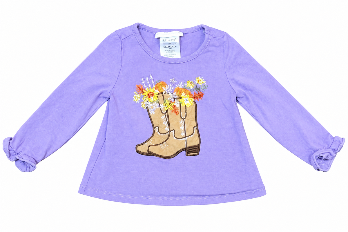 Bonnie Jean purple long-sleeve cowgirl top