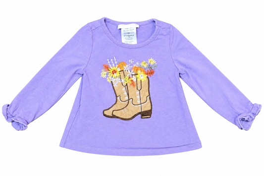 Bonnie Jean purple long-sleeve cowgirl top